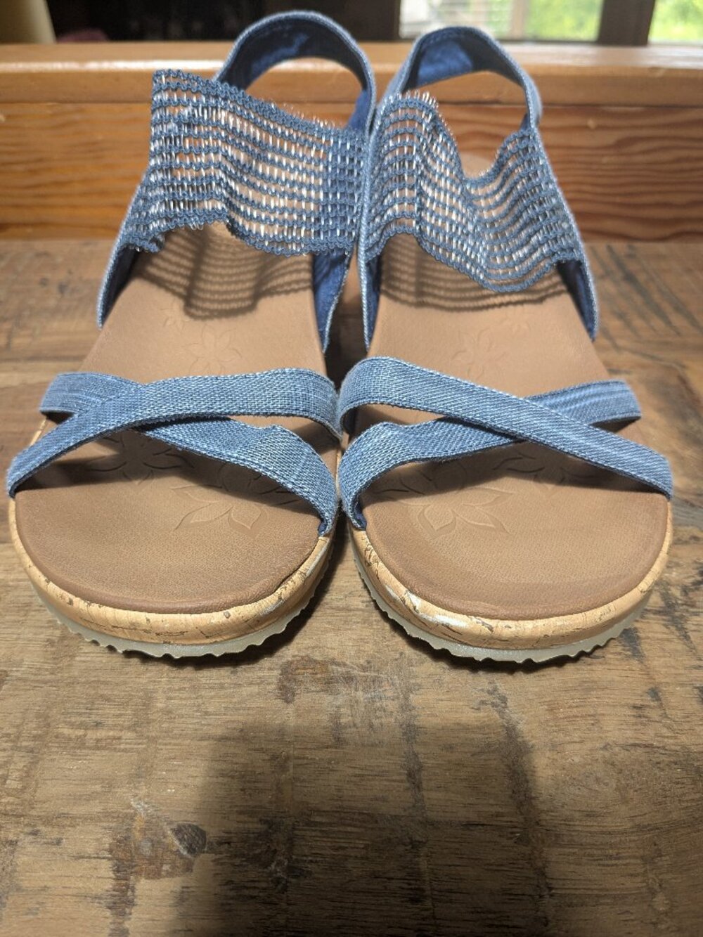 Skechers Denim Wedge Sandals - Picture 4 of 7